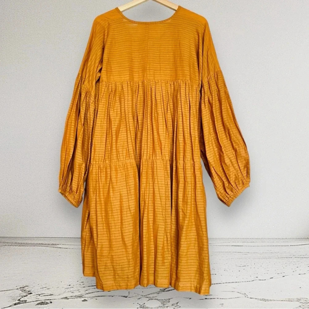 NEW A PERFECT NOMAD Symi Dress Trapez Organic Cotton Ochre Orange One Size - Picture 5 of 16